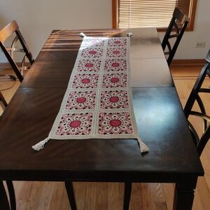 Handmade Crochet Table Runner in Pink and Cream